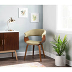 Mid-century moderne fauteuil met gestoffeerde zitting