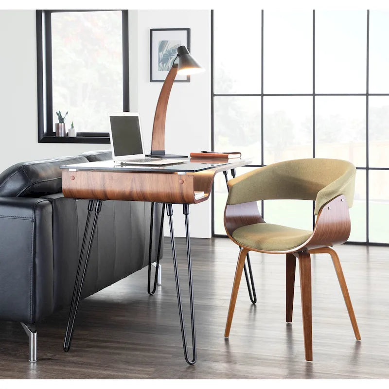 Mid-century moderne fauteuil met gestoffeerde zitting