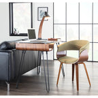 Mid-century moderne fauteuil met gestoffeerde zitting