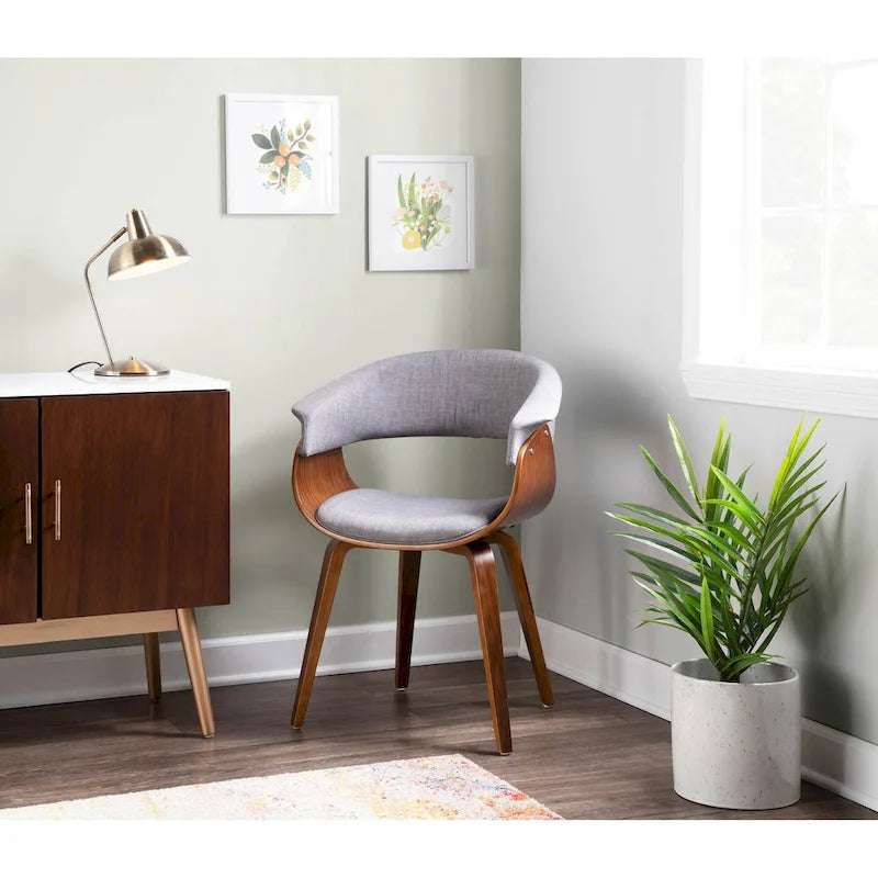Mid-century moderne fauteuil met gestoffeerde zitting