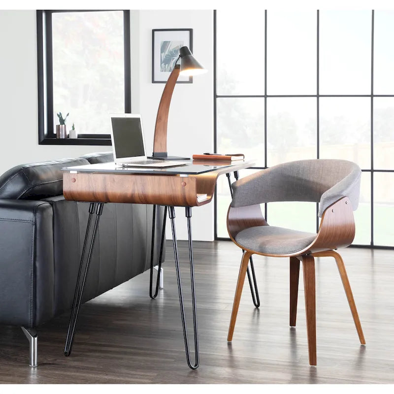 Mid-century moderne fauteuil met gestoffeerde zitting