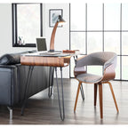 Mid-century moderne fauteuil met gestoffeerde zitting