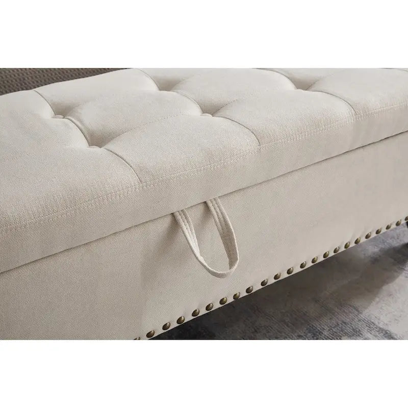 Storage Bench with Upholstered Seat, 59 Inch