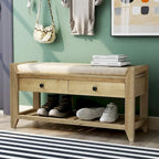 Entryway Storage Bench with Drawers and Shoe Rack