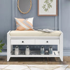 Entryway Storage Bench with Drawers and Shoe Rack