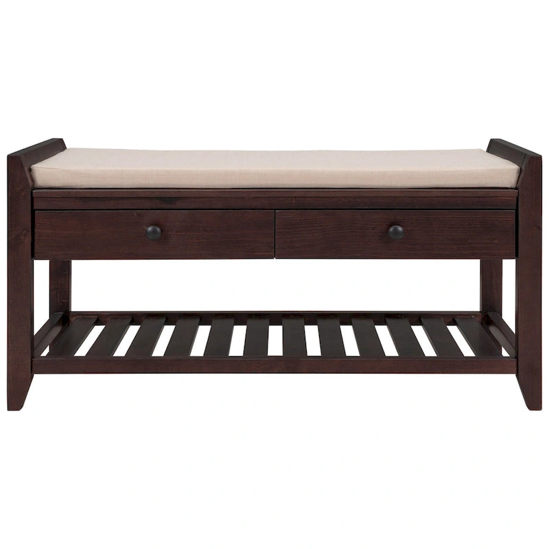 Entryway Storage Bench with Drawers and Shoe Rack