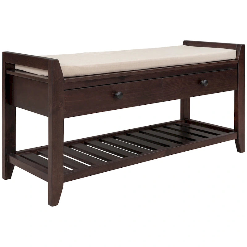 Entryway Storage Bench with Drawers and Shoe Rack