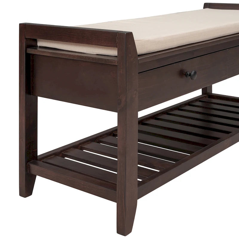 Entryway Storage Bench with Drawers and Shoe Rack