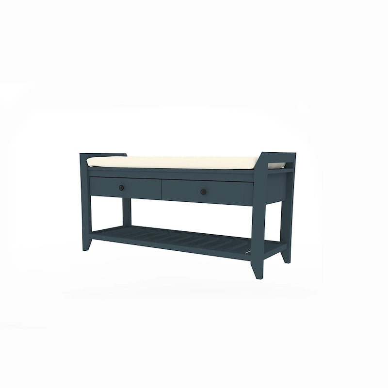 Entryway Storage Bench with Drawers and Shoe Rack