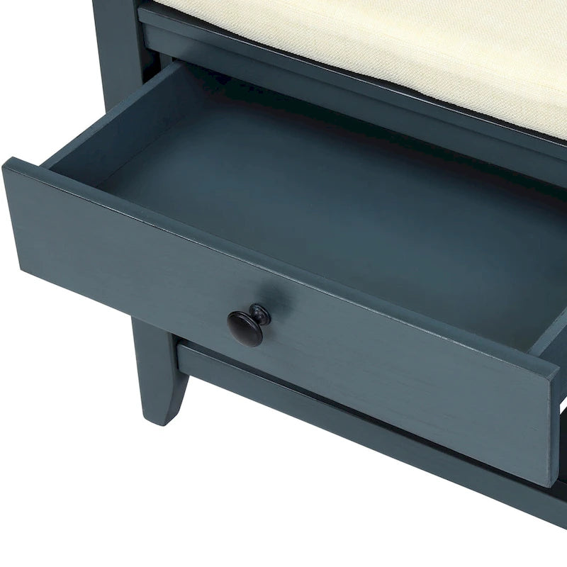 Entryway Storage Bench with Drawers and Shoe Rack