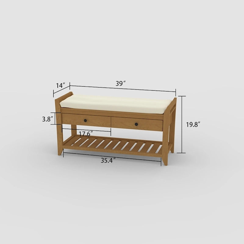 Entryway Storage Bench with Drawers and Shoe Rack