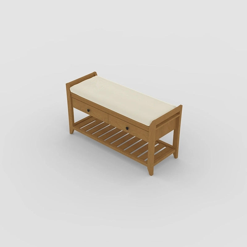 Entryway Storage Bench with Drawers and Shoe Rack