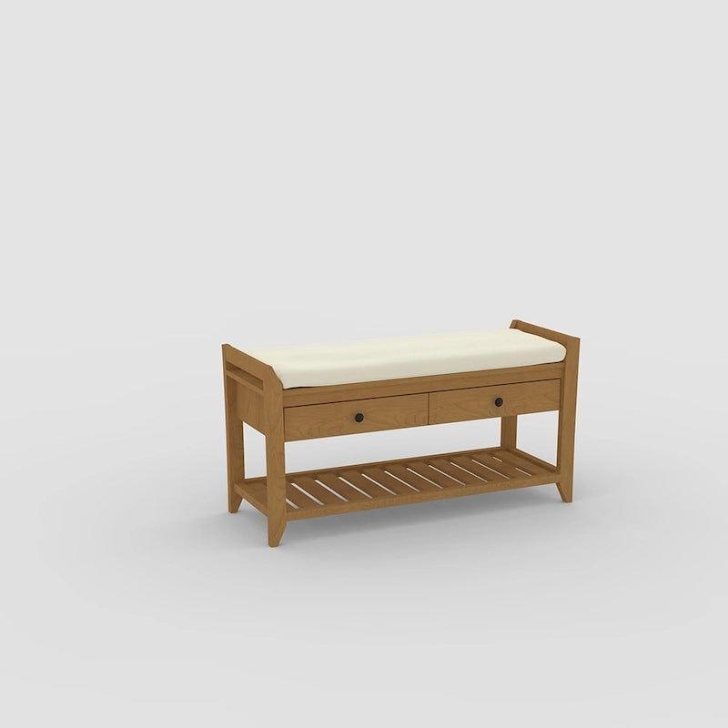 Entryway Storage Bench with Drawers and Shoe Rack
