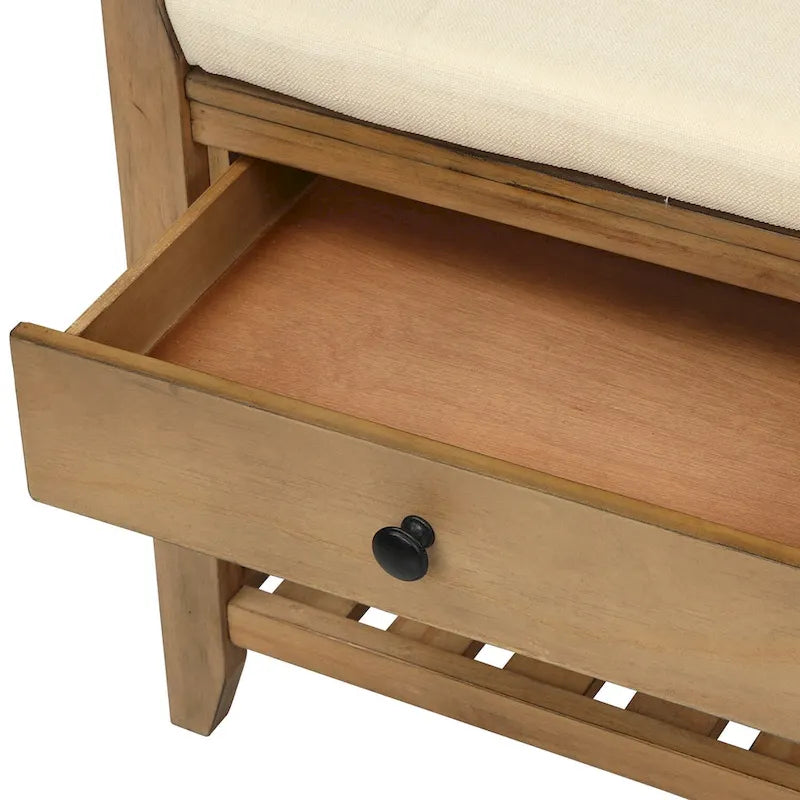 Entryway Storage Bench with Drawers and Shoe Rack