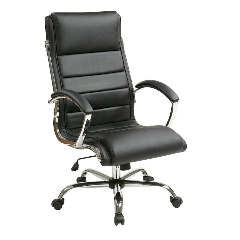 Executive Office Chair with Padded Arms and Faux Leather Upholstery