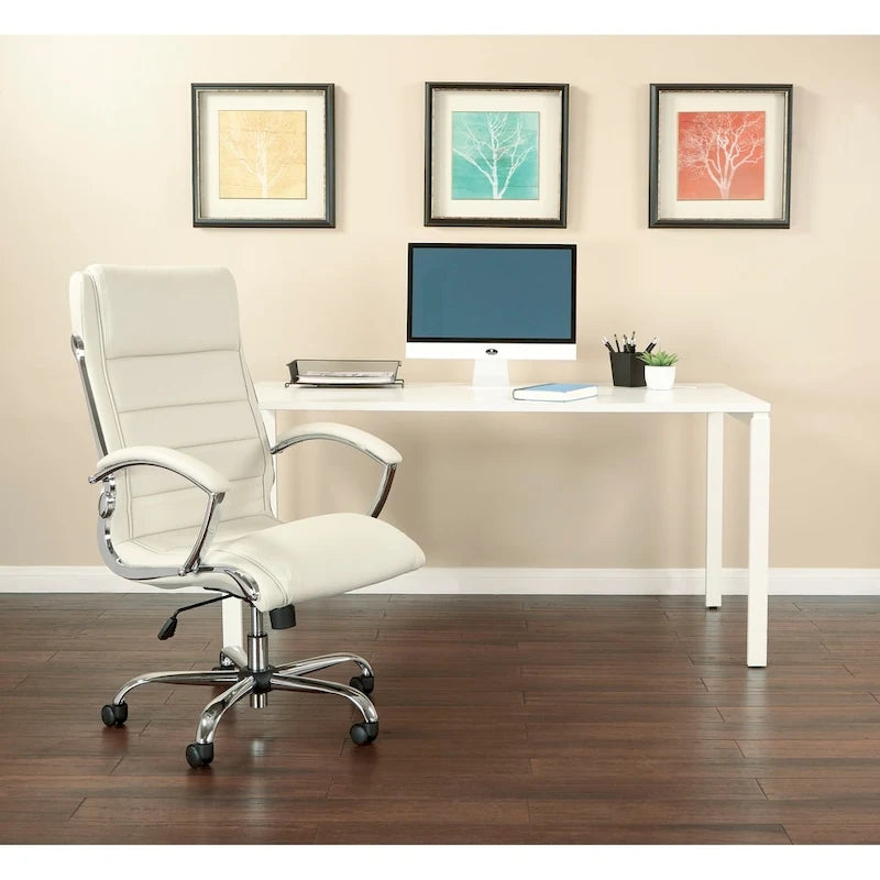 Executive Office Chair with Padded Arms and Faux Leather Upholstery