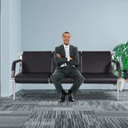 3-Seat Waiting Room Chair with PU Leather and Armrests