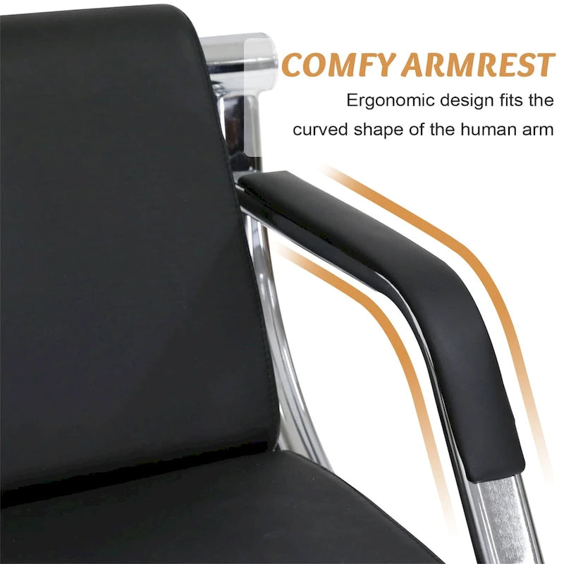 3-Seat Waiting Room Chair with PU Leather and Armrests