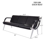 3-Seat Waiting Room Chair with PU Leather and Armrests