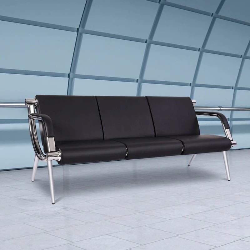 3-Seat Waiting Room Chair with PU Leather and Armrests