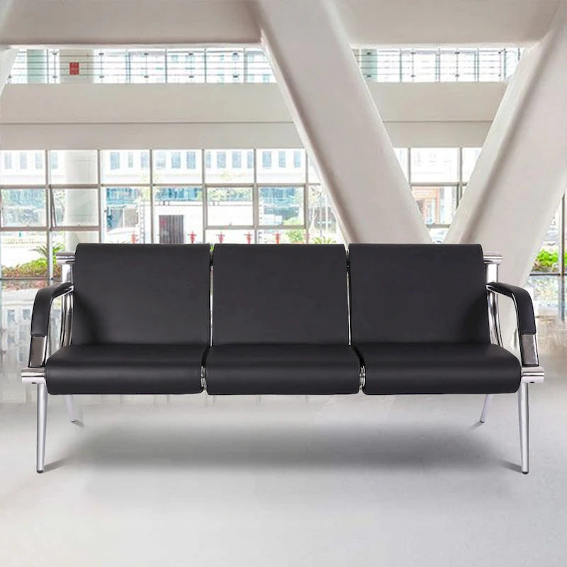 3-Seat Waiting Room Chair with PU Leather and Armrests