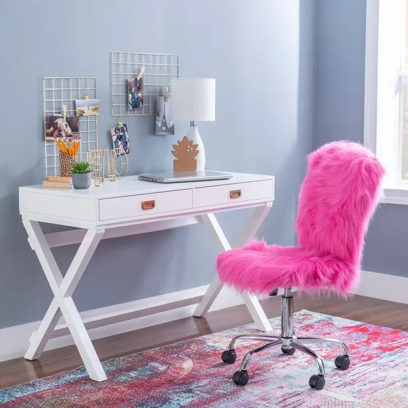 White X-Base Writing Desk with Drawers