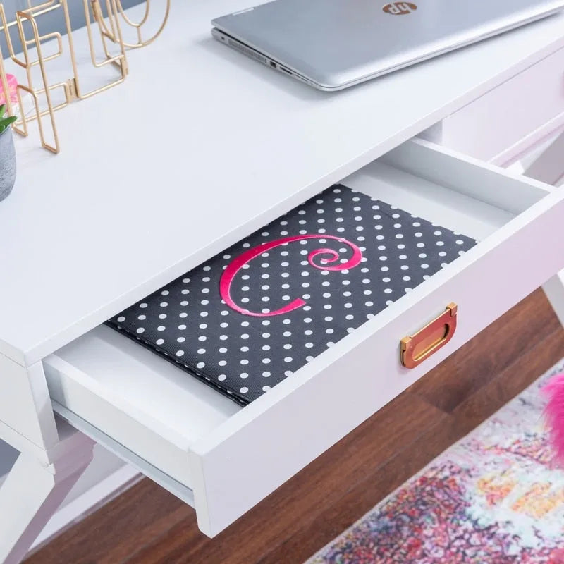 White X-Base Writing Desk with Drawers