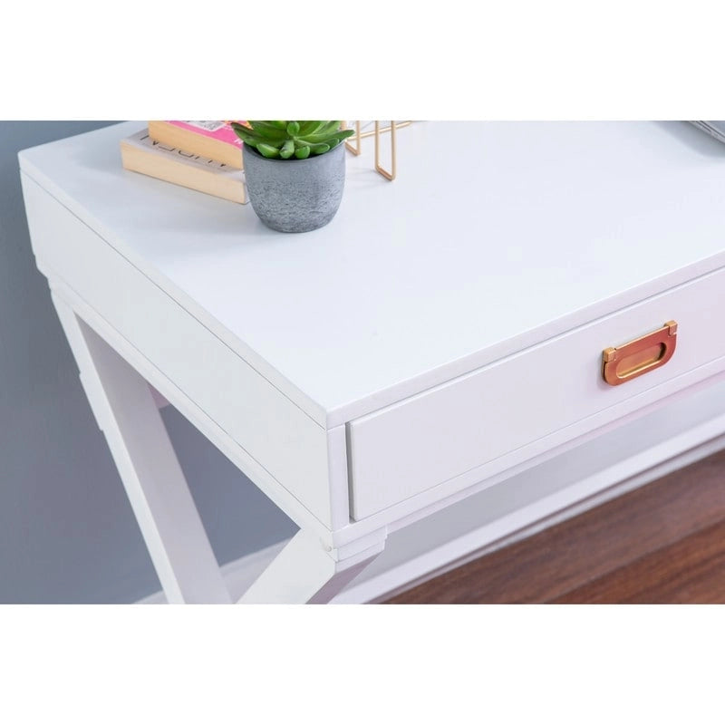 White X-Base Writing Desk with Drawers