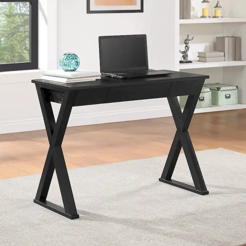 Writing Desk with X-Frame Design and Storage Drawer