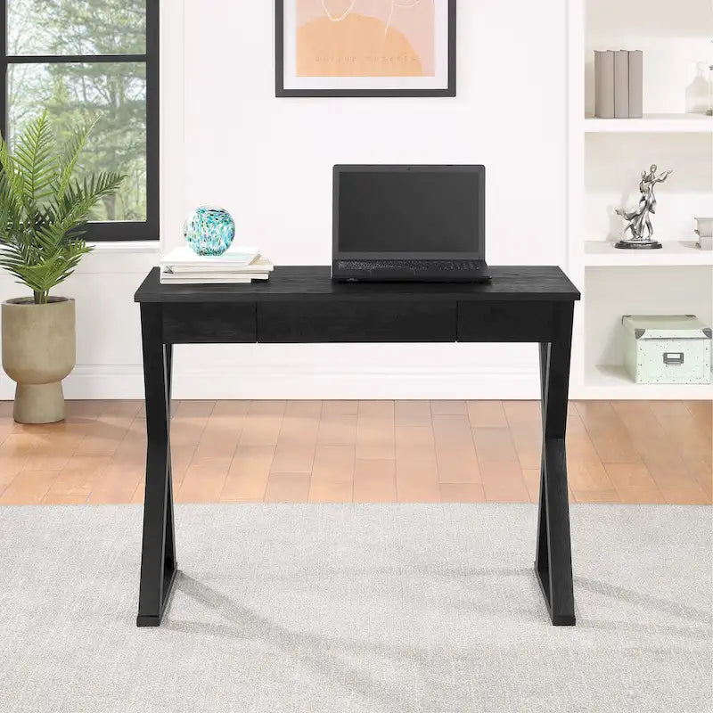 Writing Desk with X-Frame Design and Storage Drawer