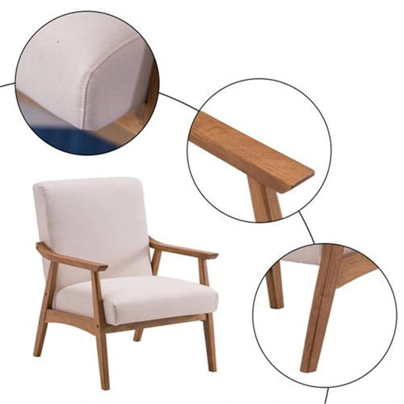 Accent Chair with Solid Wood Legs and Fabric Seat