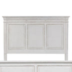 King Panel Headboard with Crown Molding – Antique White Finish