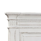 King Panel Headboard with Crown Molding – Antique White Finish