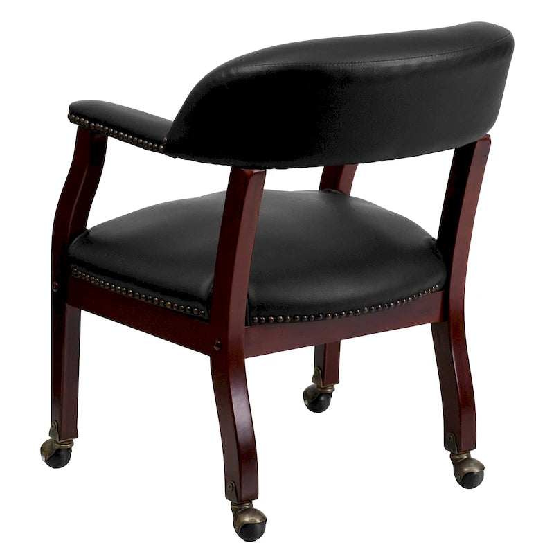Upholstered Conference Chair with Nailhead Trim and Casters