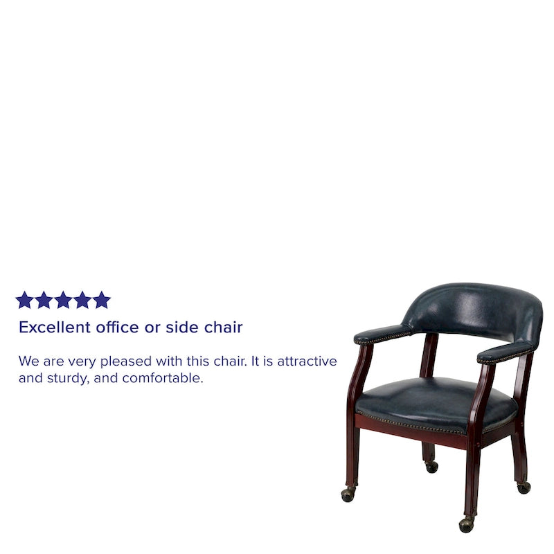 Upholstered Conference Chair with Nailhead Trim and Casters