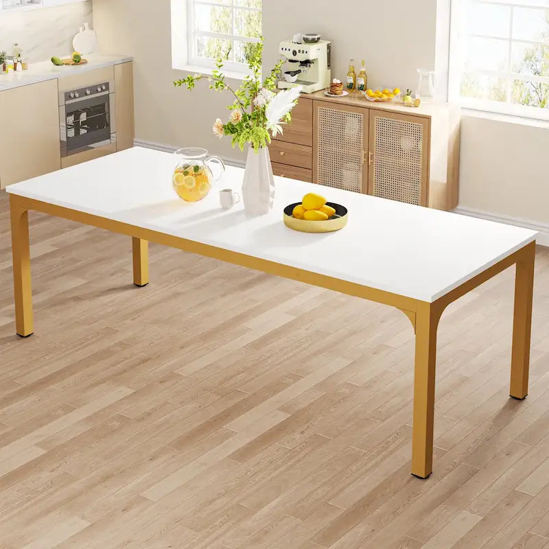 78.74" Industrial Rectangular Dining Table with Heavy-Duty Metal Legs