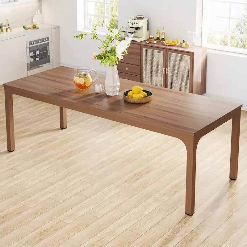 78.74" Industrial Rectangular Dining Table with Heavy-Duty Metal Legs