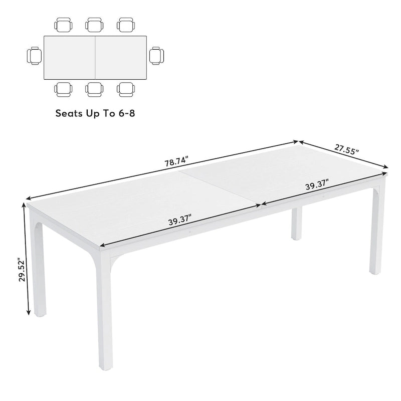 78.74" Industrial Rectangular Dining Table with Heavy-Duty Metal Legs