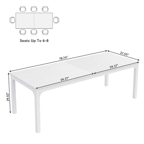 78.74" industriële rechthoekige eettafel met stevige metalen poten