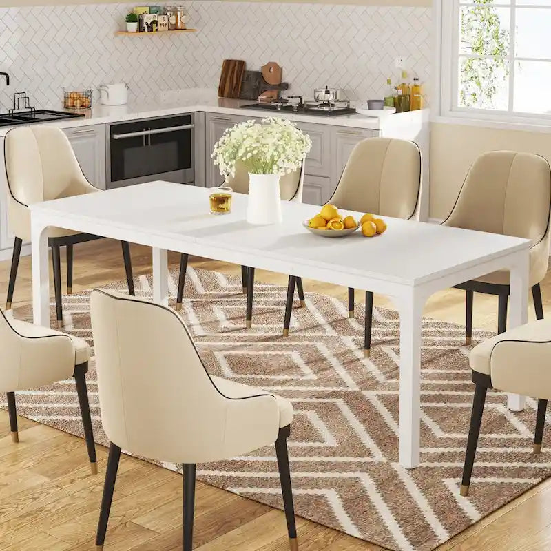 78.74" Industrial Rectangular Dining Table with Heavy-Duty Metal Legs