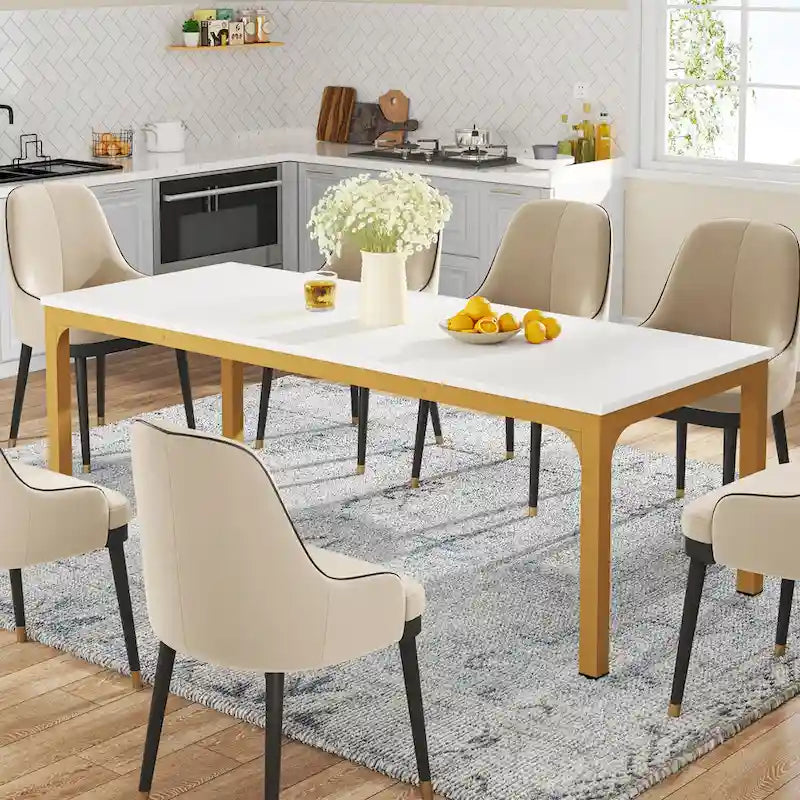 78.74" Industrial Rectangular Dining Table with Heavy-Duty Metal Legs
