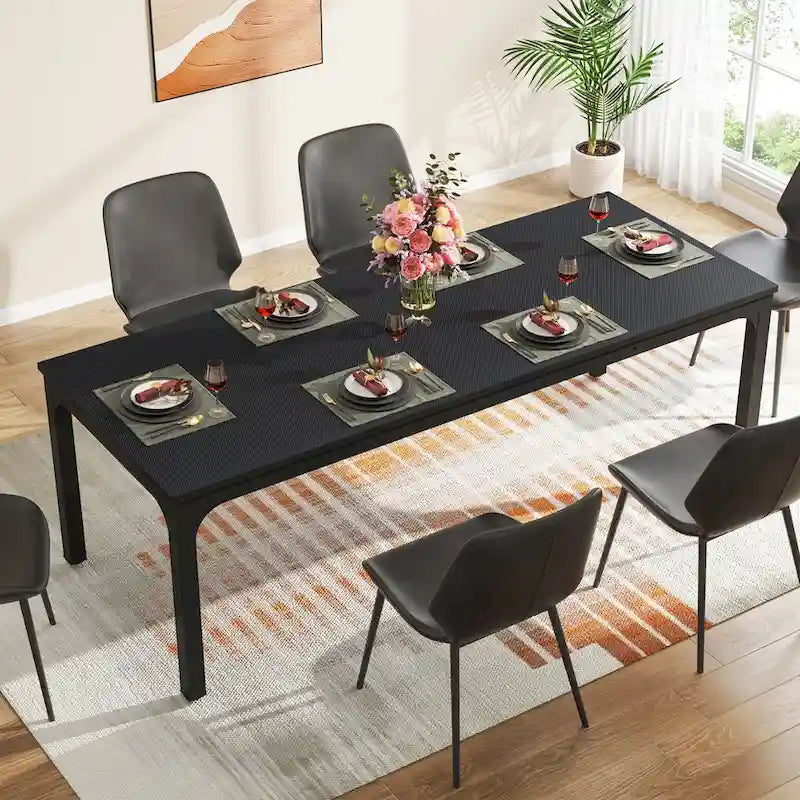 78.74" Industrial Rectangular Dining Table with Heavy-Duty Metal Legs