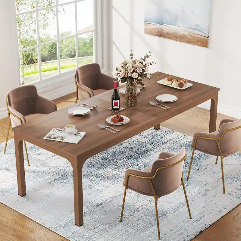 78.74" Industrial Rectangular Dining Table with Heavy-Duty Metal Legs