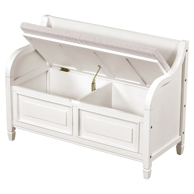 42" Rustic Solid Wood Entryway Storage Bench with Cushion