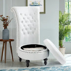 High Back Velvet Accent Chair with Storage