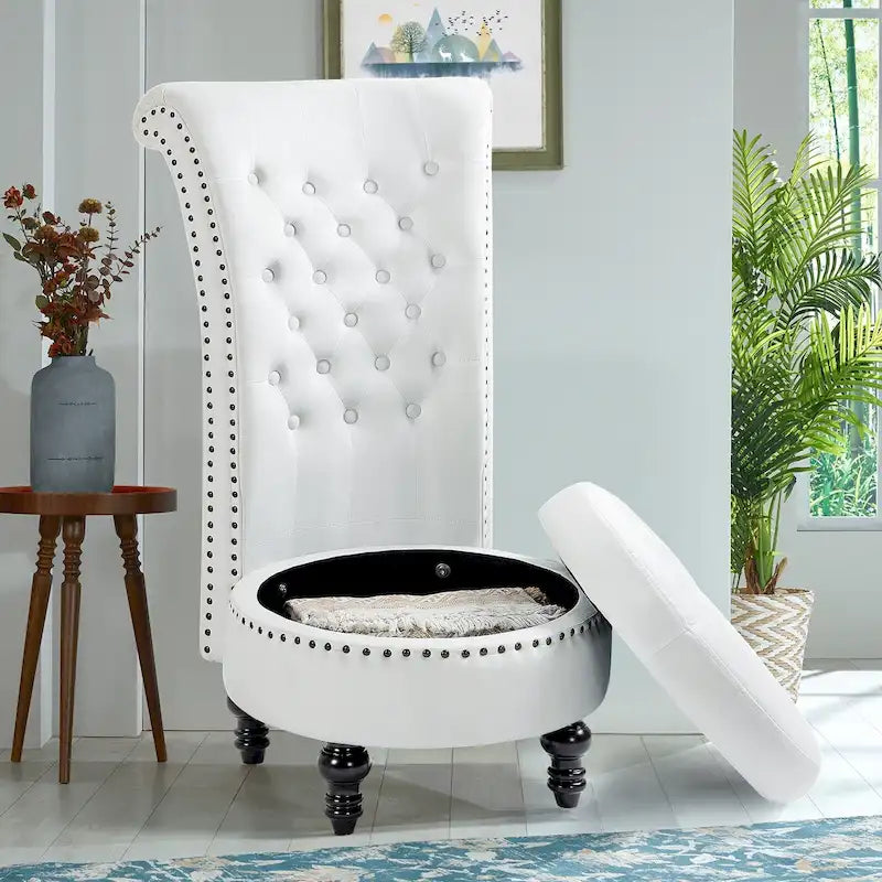 High Back Velvet Accent Chair with Storage
