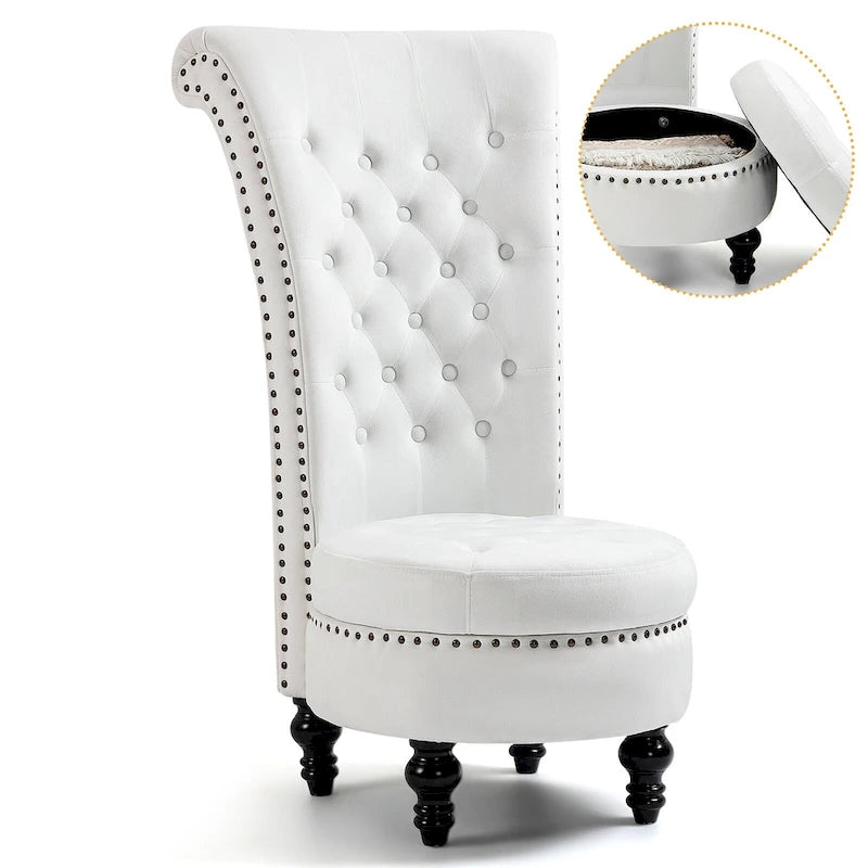 High Back Velvet Accent Chair with Storage