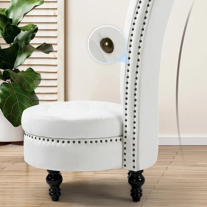 High Back Velvet Accent Chair with Storage