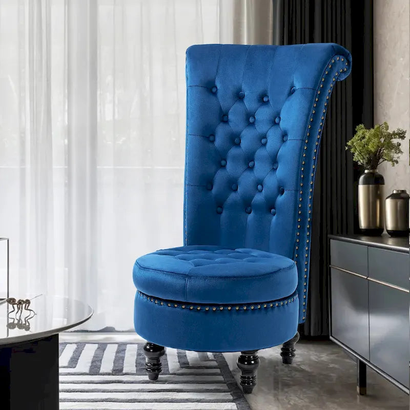 High Back Velvet Accent Chair with Storage