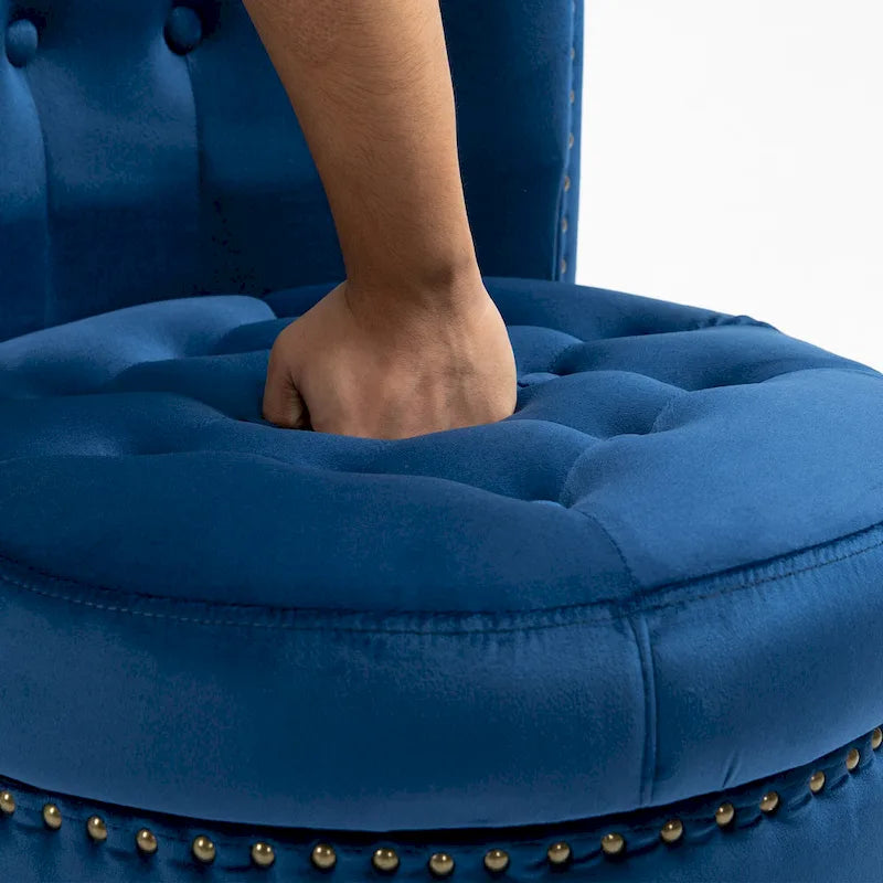 High Back Velvet Accent Chair with Storage
